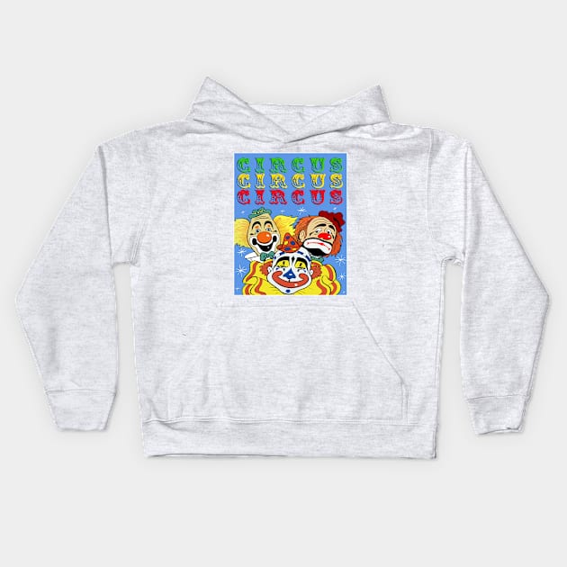 Circus Clowns Kids Hoodie by RockettGraph1cs